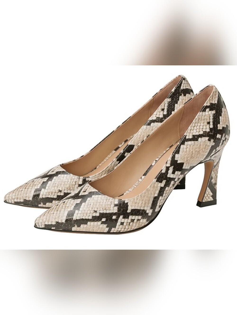 Linea Paolo Women's Size 7.5 Med Padma2-L Gray Black Snake Skin Heels Pumps NWT